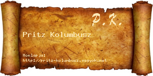 Pritz Kolumbusz névjegykártya